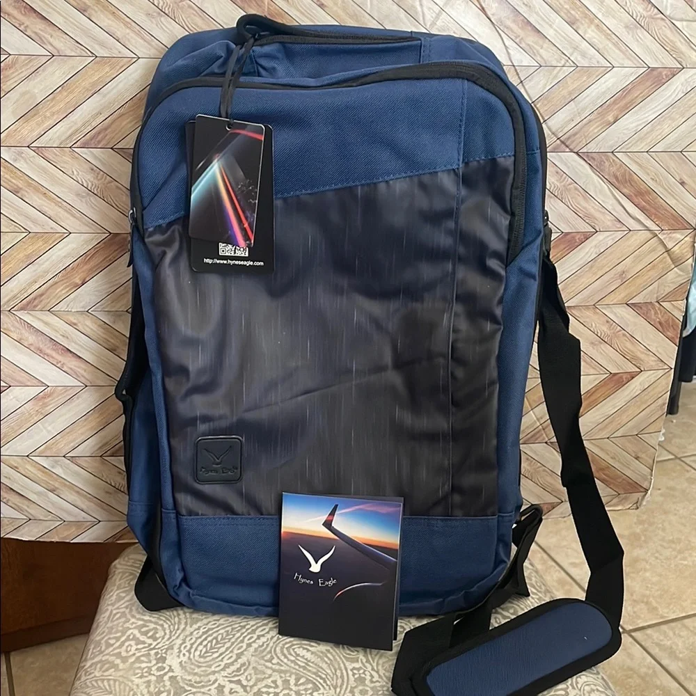 Hynes Eagle backpack carry on multiple handles Blue & Black flight approved Bag